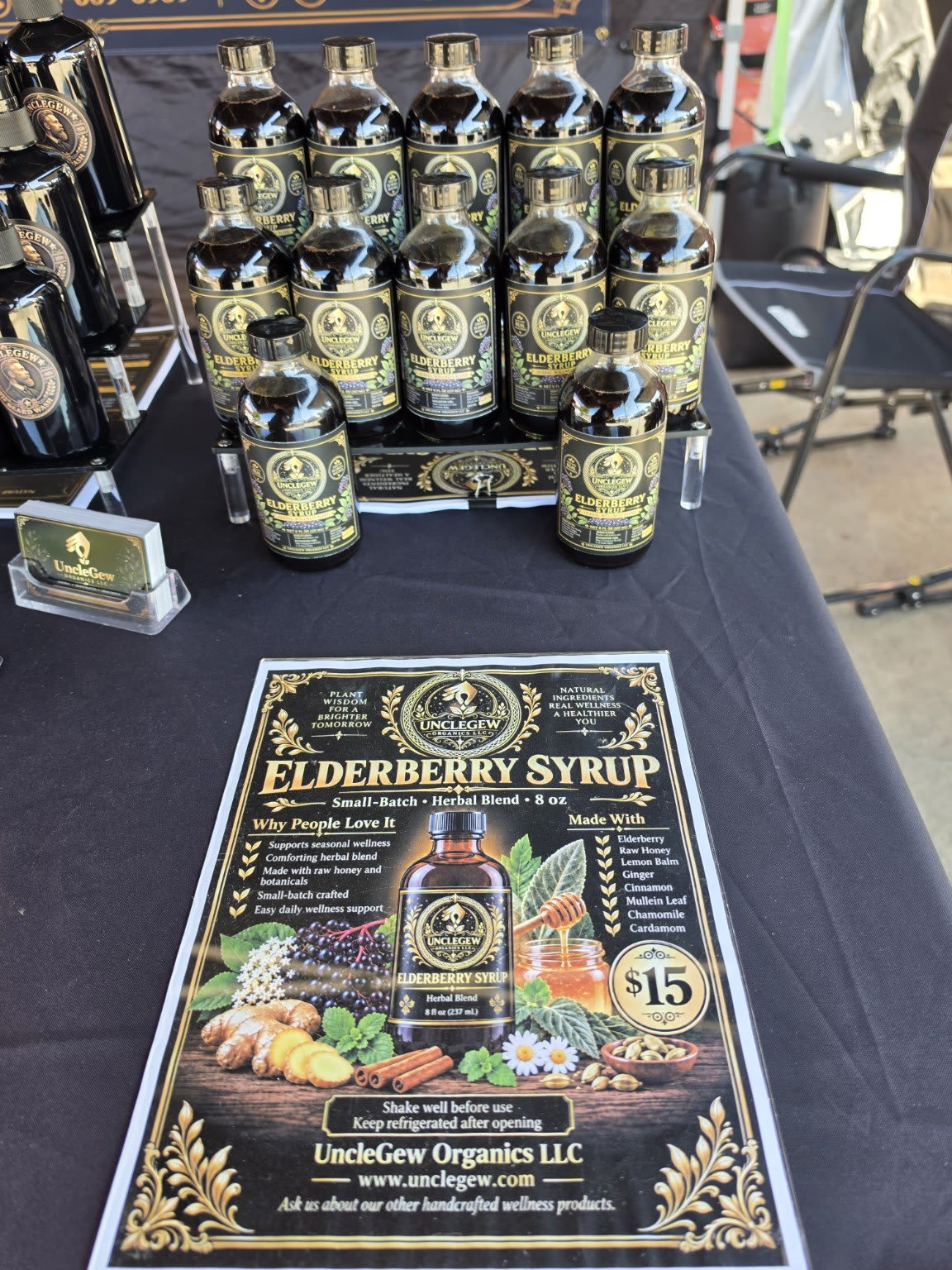 UncleGew Elderberry Syrup display