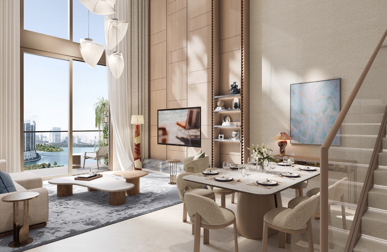 Rixos Al Reem Residences double height living room luxury interior