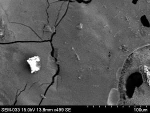 Another micrograph of failure site, no foreign elements