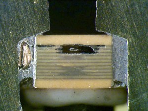 Failure site was consistent throughout the cross section