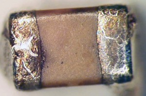 MLCC damaged, exposing the electrodes