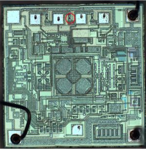 Red circle indicates bad transistor