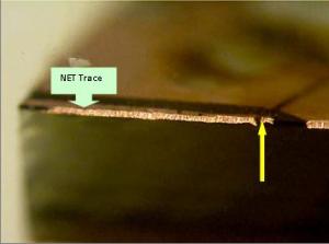 Copper Trace line shorting to adjacent trace