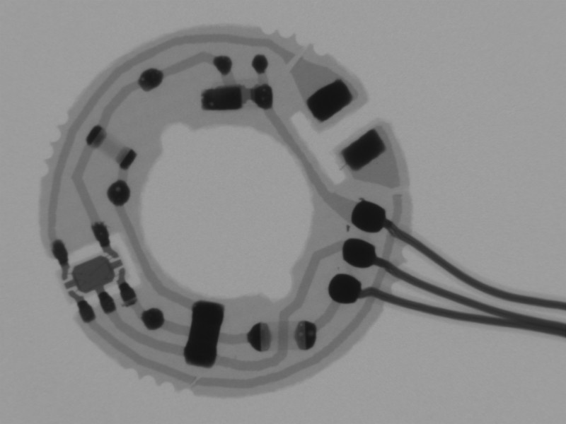X-ray shows trace lines and MLCC, no defects found