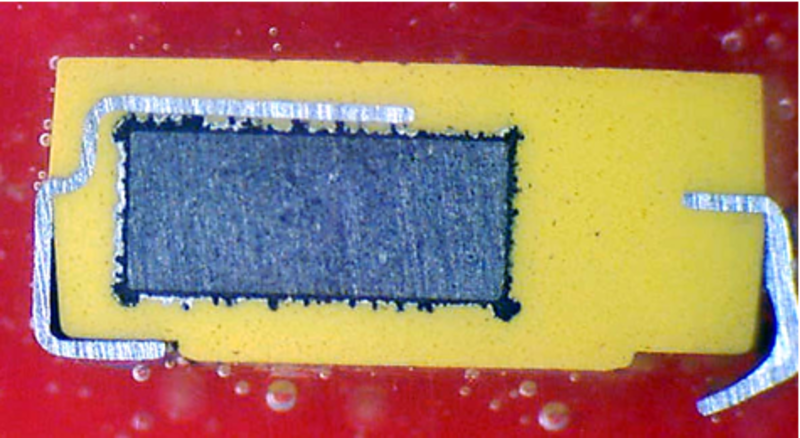 Cross section of tantalum capacitor showing internal structure