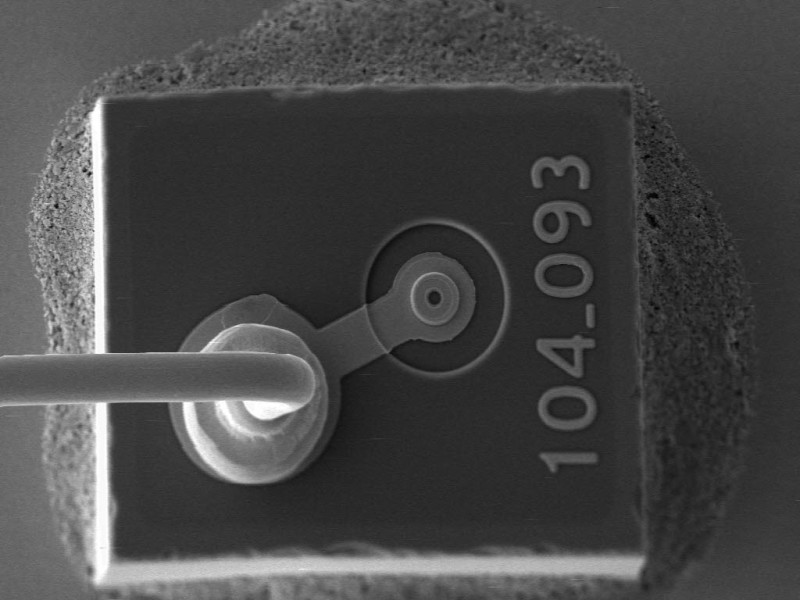 VCSEL die ready for EDS analysis