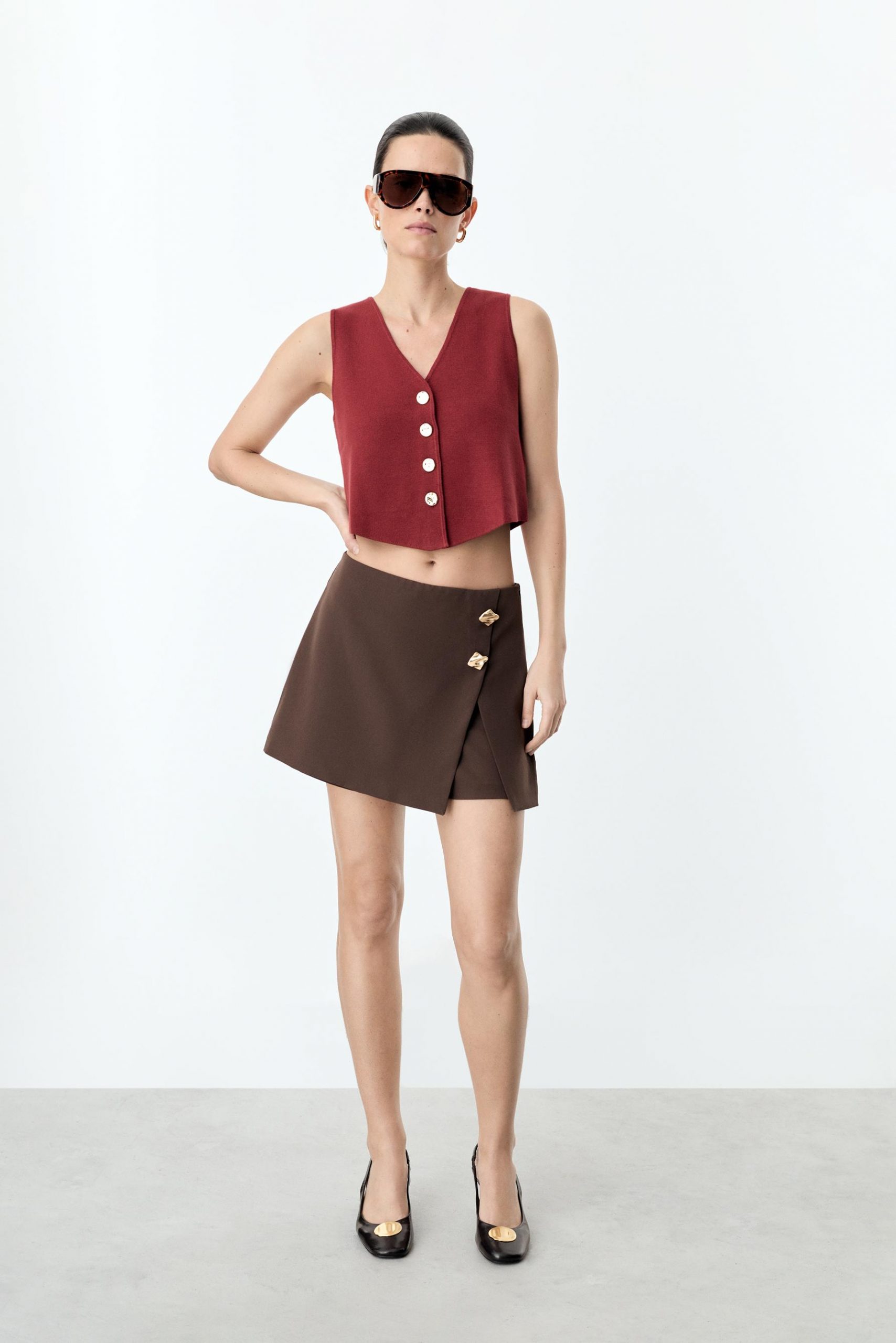Emerald Monarch Architectural Buttoned Knit Vest