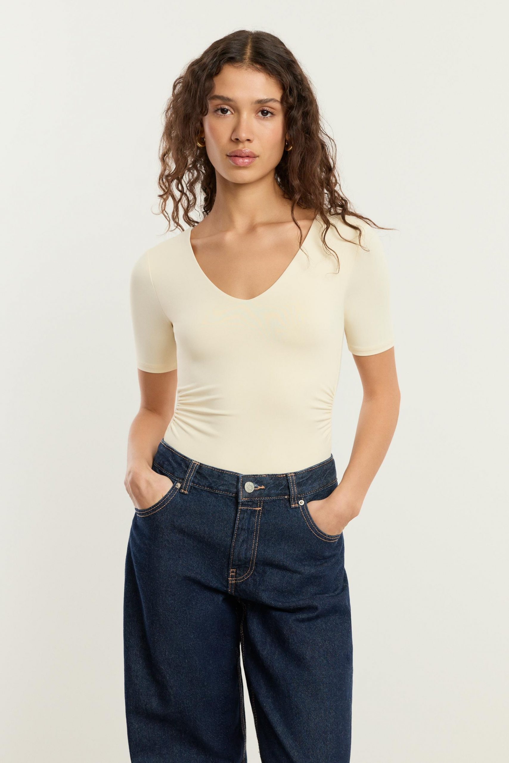 Azure Archive Architectural Ruched Side Bodysuit
