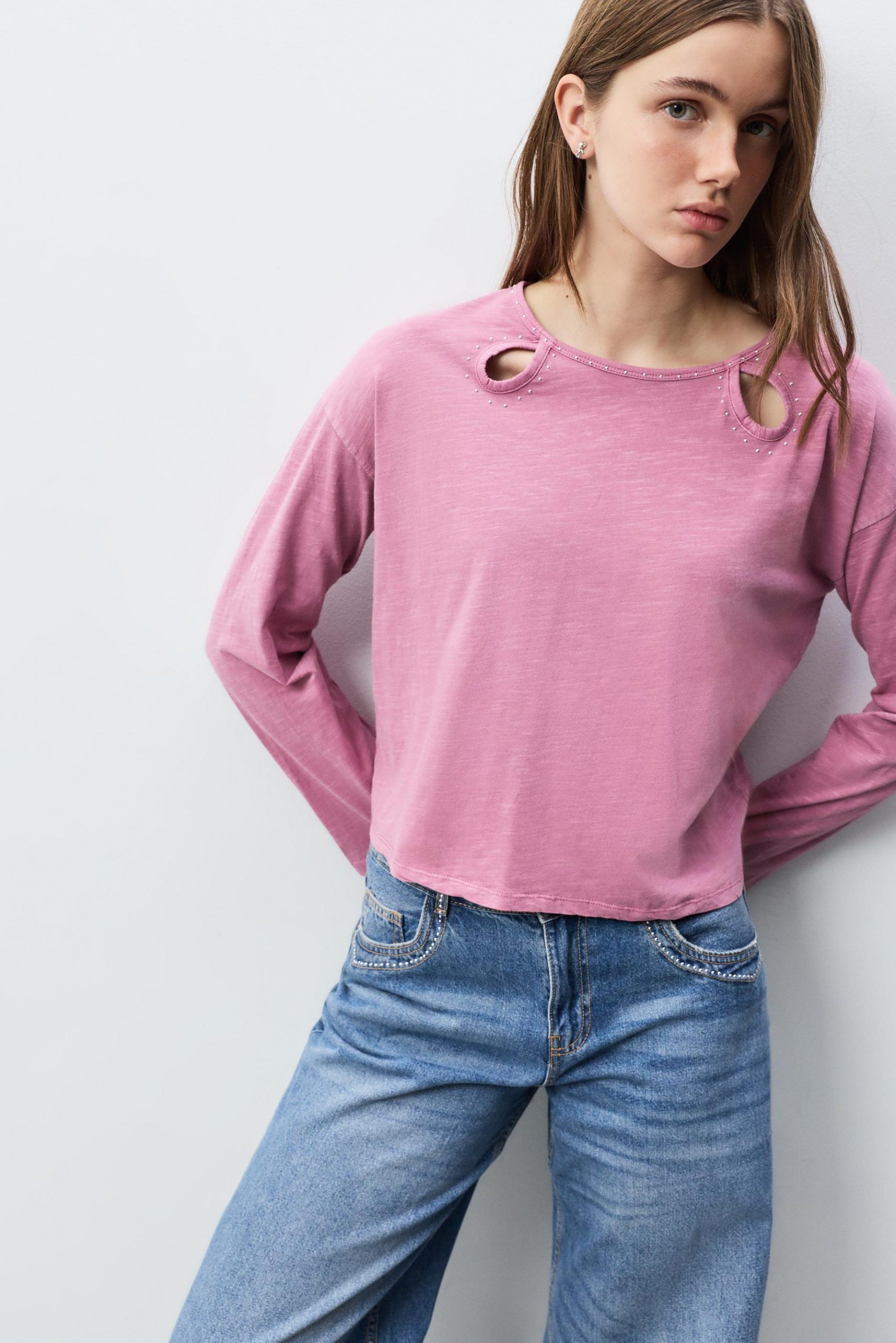 Amethyst Monarch Architectural Studded Split Tee