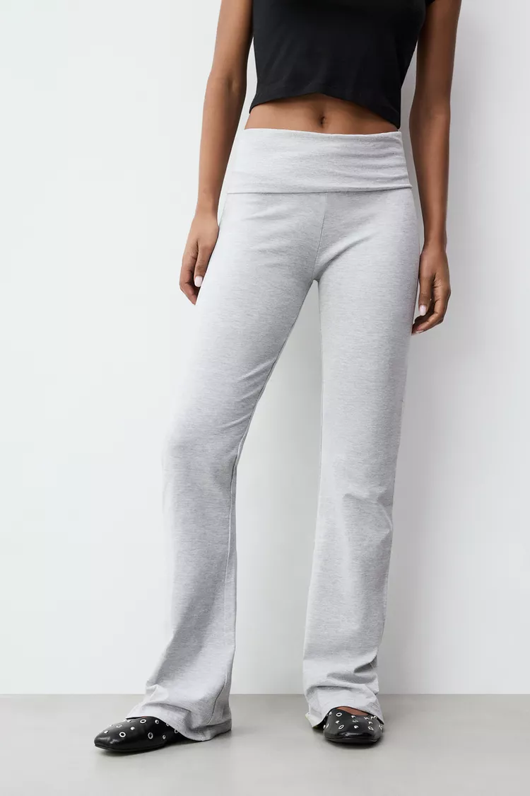 Slate Monarch Architectural Fold-Over Flared Leggings