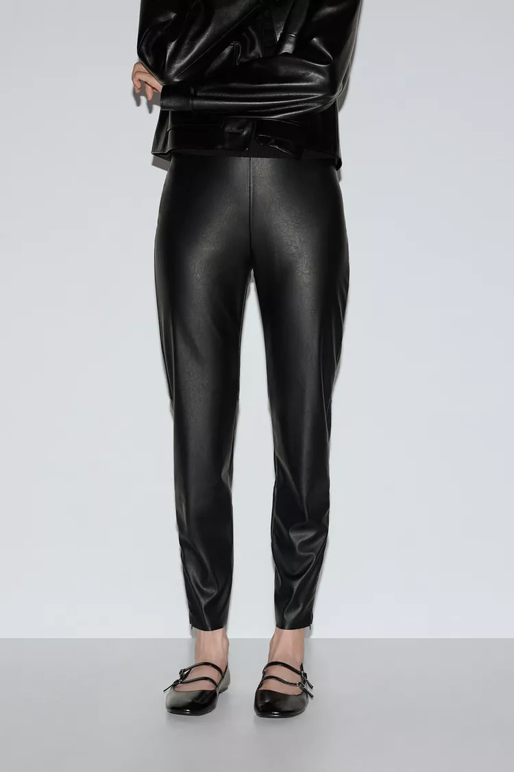Onyx Archive Architectural Leather Effect Leggings