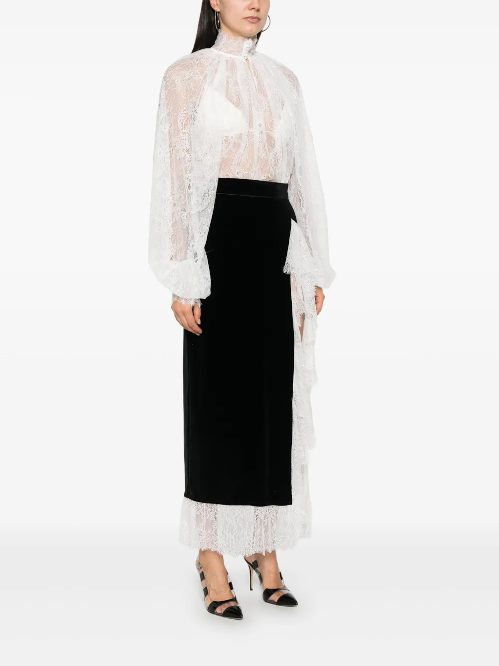Onyx Monarch Architectural Lace Detail Skirt Set