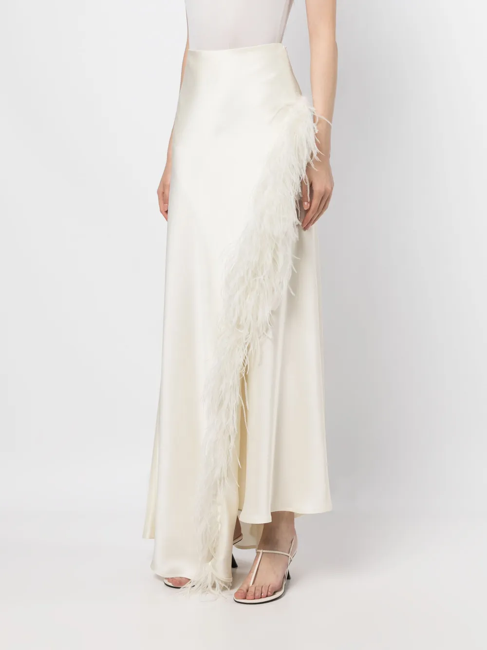 Onyx Zenith Architectural Feather Asymmetrical Skirt
