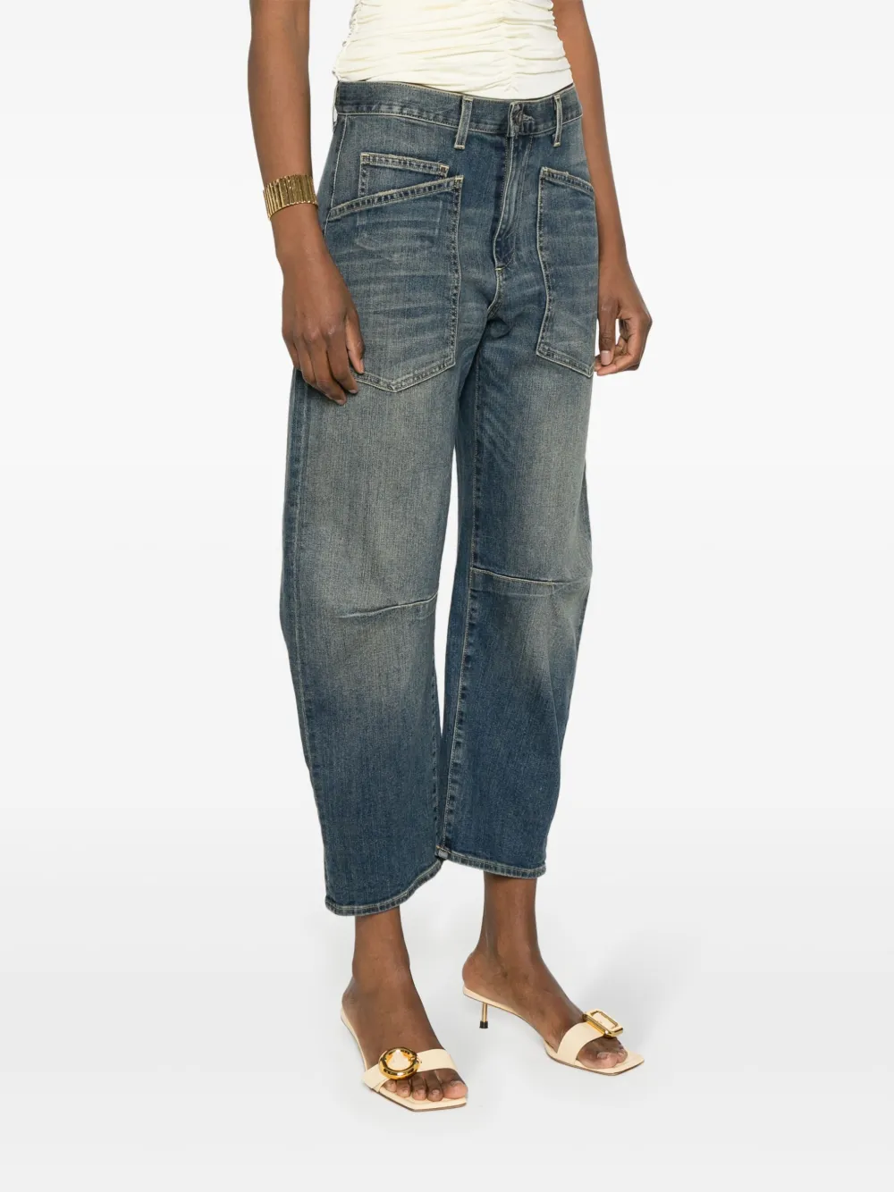 Azure Zenith Architectural Shon High-Rise Tapered Jeans