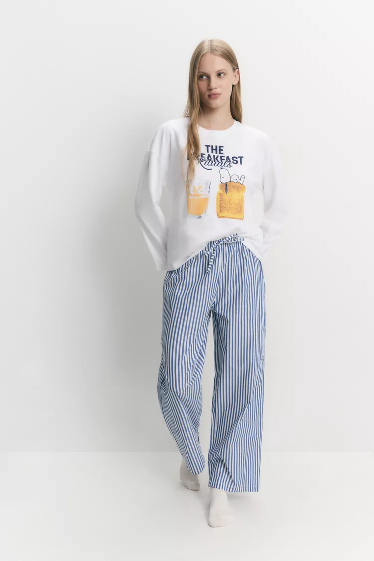 Alabaster Linear Architectural Striped Pyjama Set