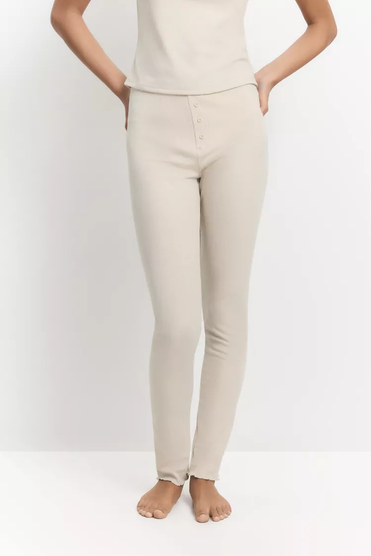 Ecru Zenith Architectural Ribbed Leggings