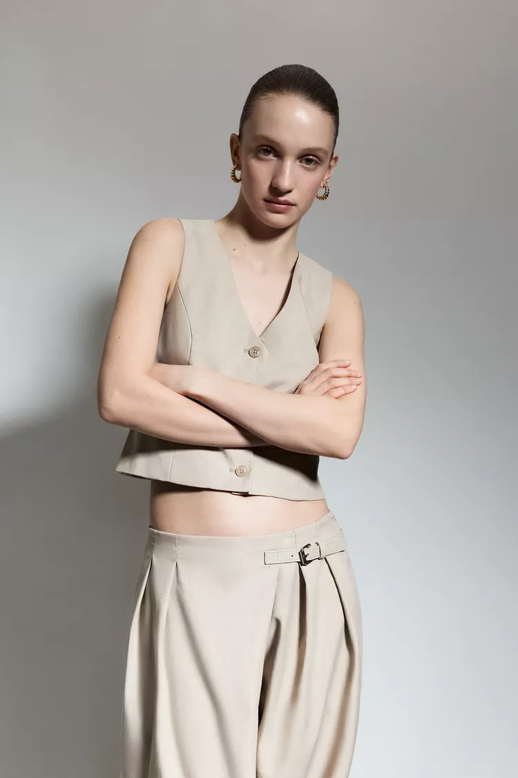 Caramel Zenith Architectural Suit Waistcoat