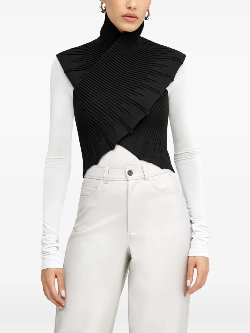 Midnight Colette Crisscross Ribbed Top