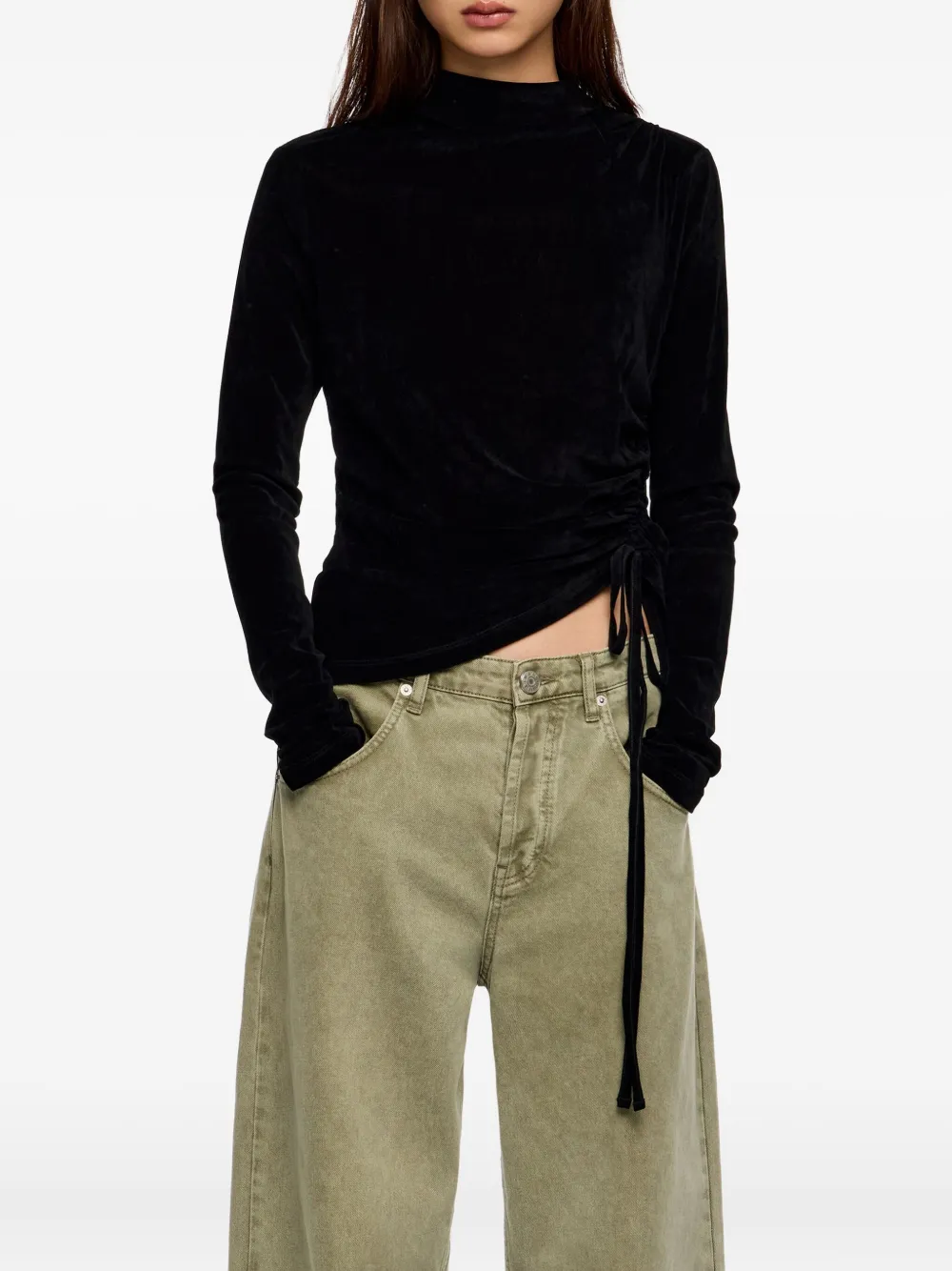Midnight Onyx Drawstring Mock-Neck Top