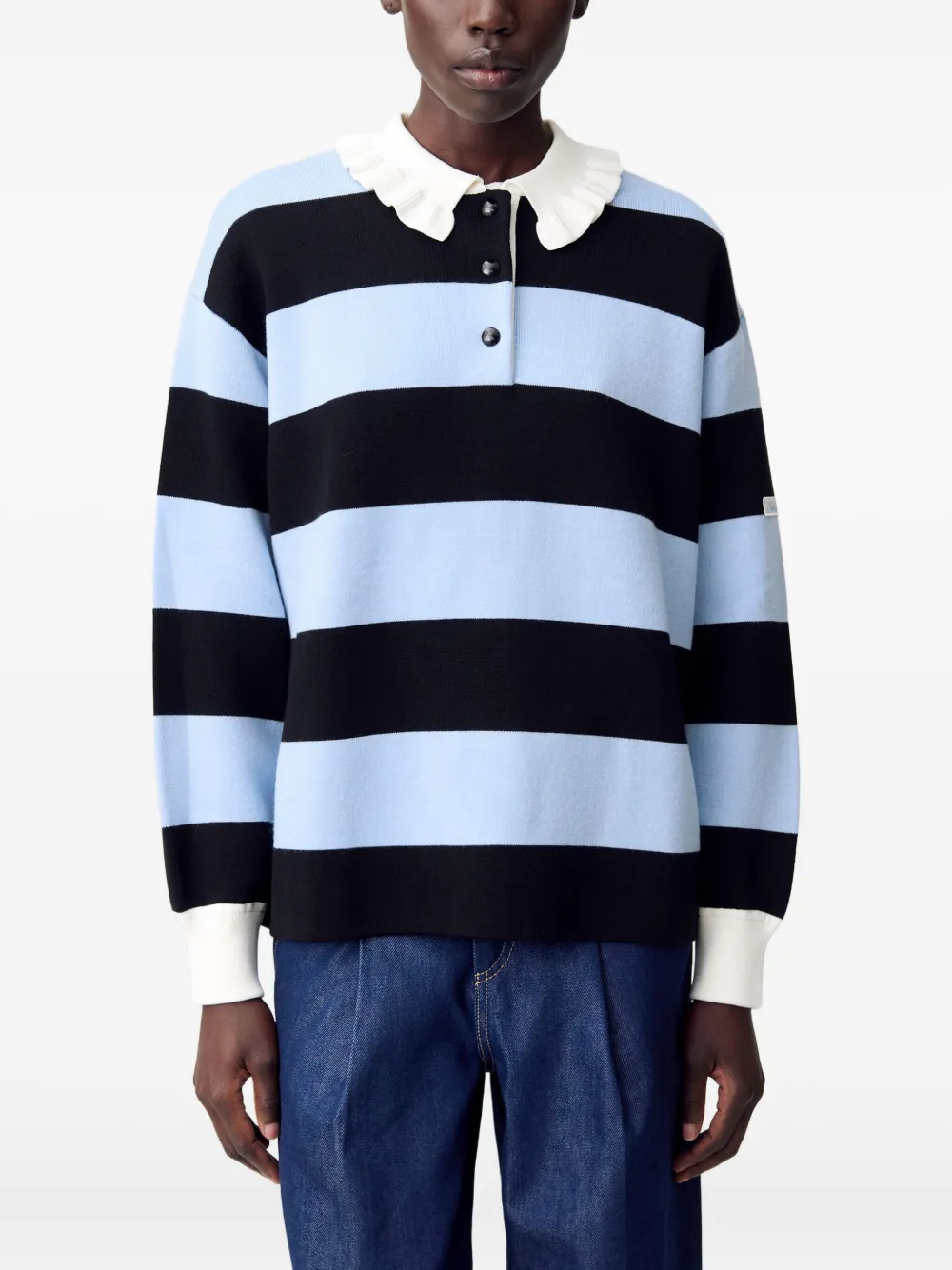 Azure Linear Polo Architectural Sweater