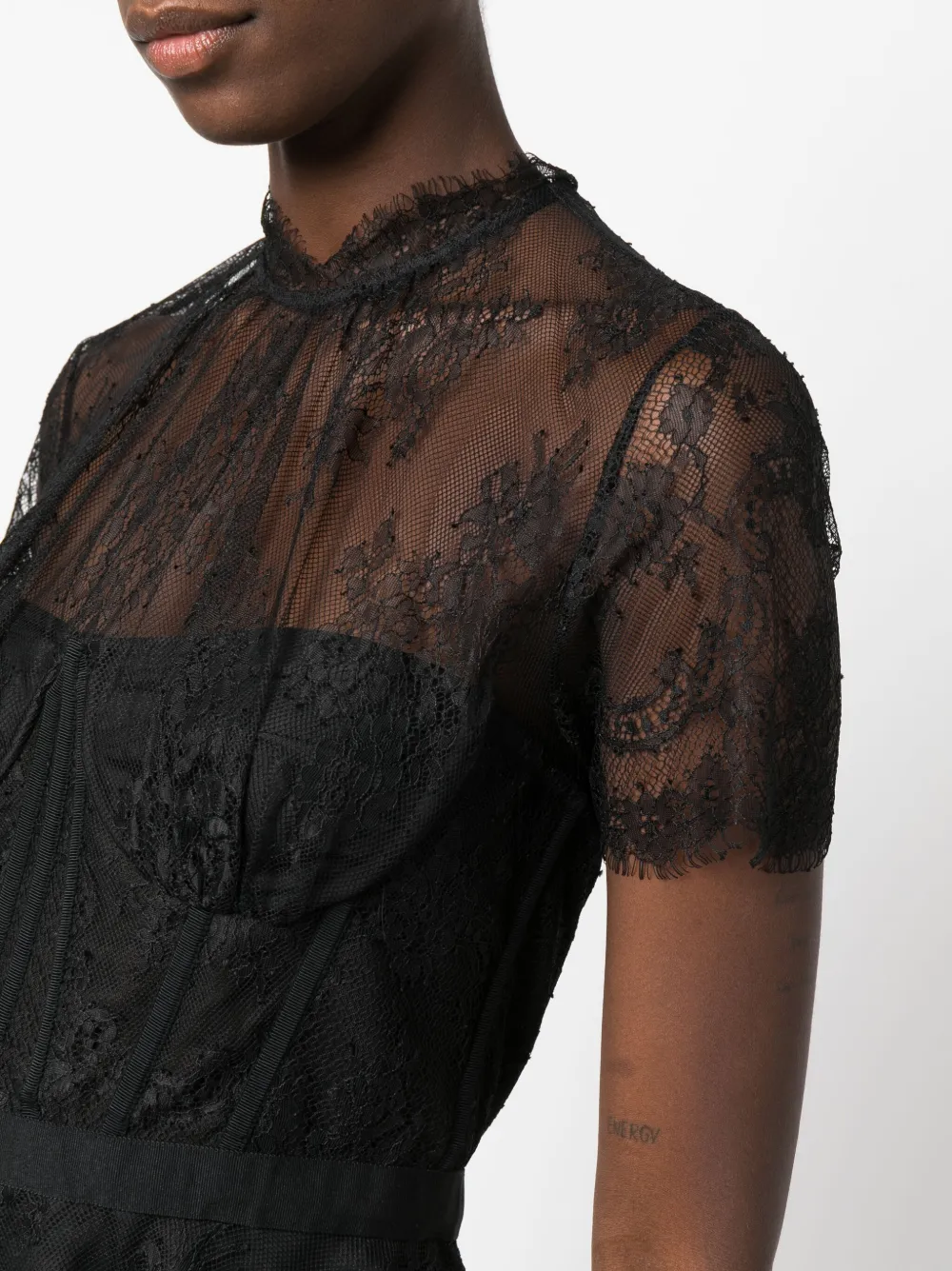 Midnight Onyx Lace-Embellished Peplum Corset