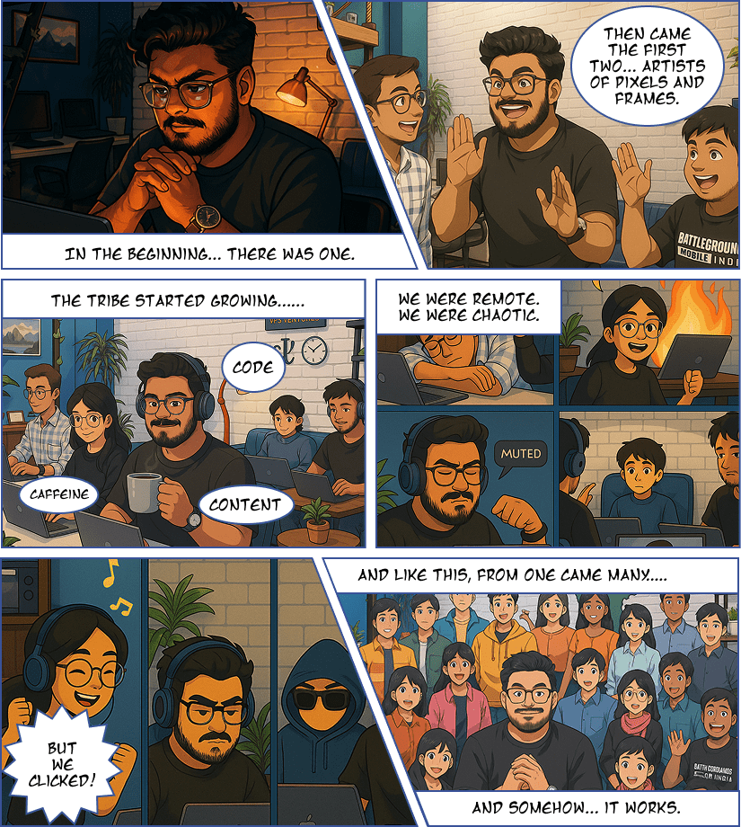 How it all began - timeline showing growth from one person to 25+ creators