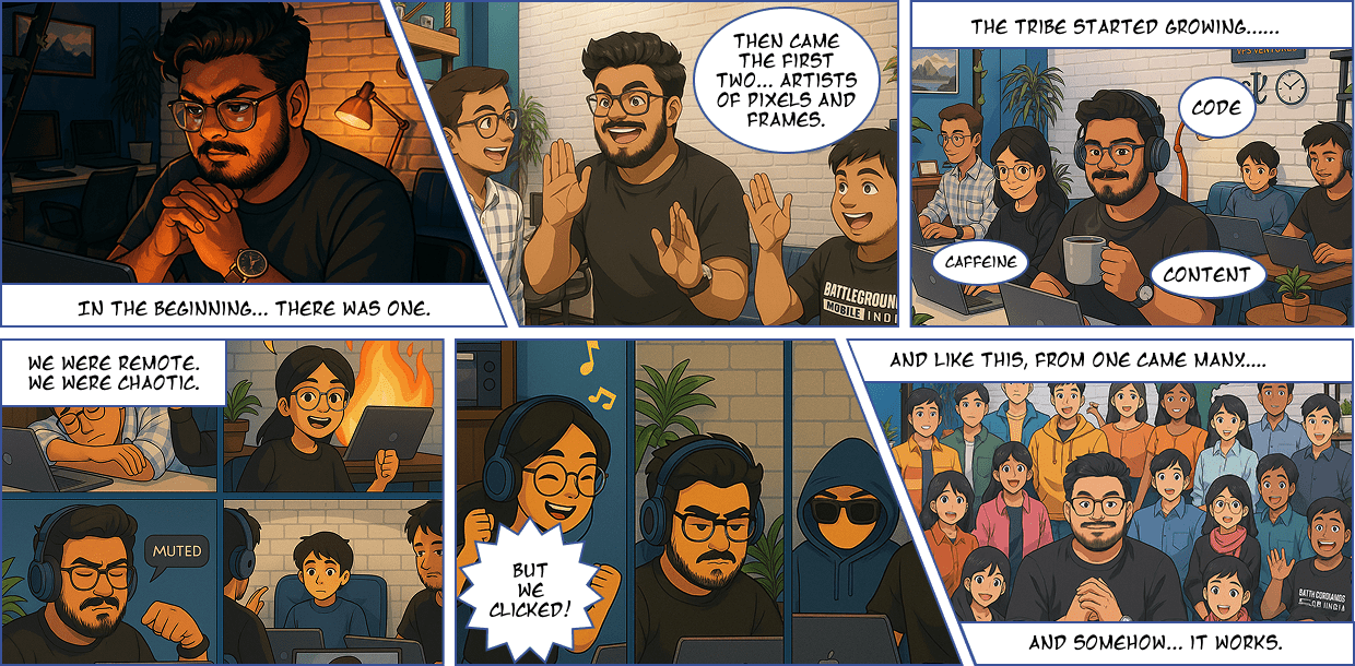 How it all began - timeline showing growth from one person to 25+ creators