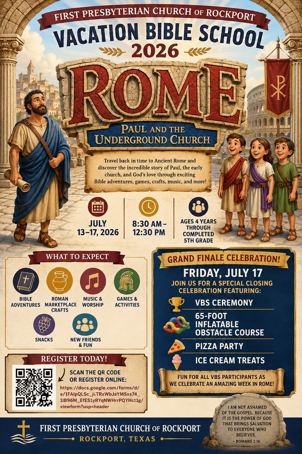 Rome - Paul and The Underground Church Vacation Bible School flyer