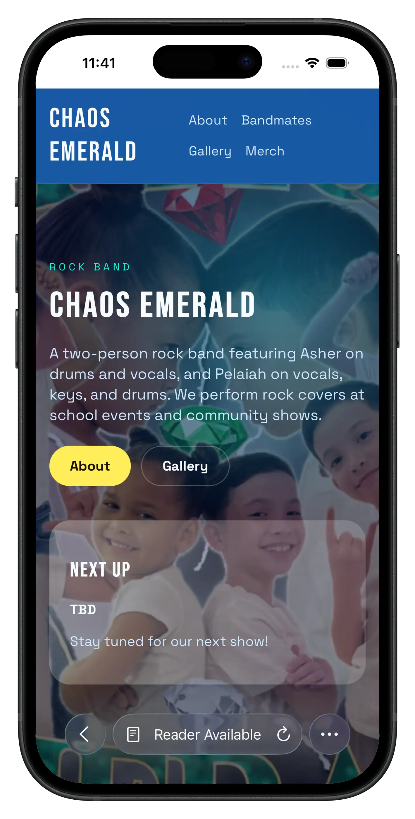 Chaos Emerald mobile website showcase