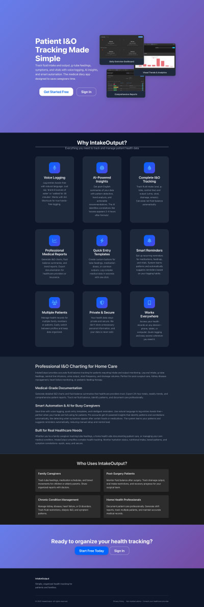 IntakeOutput website