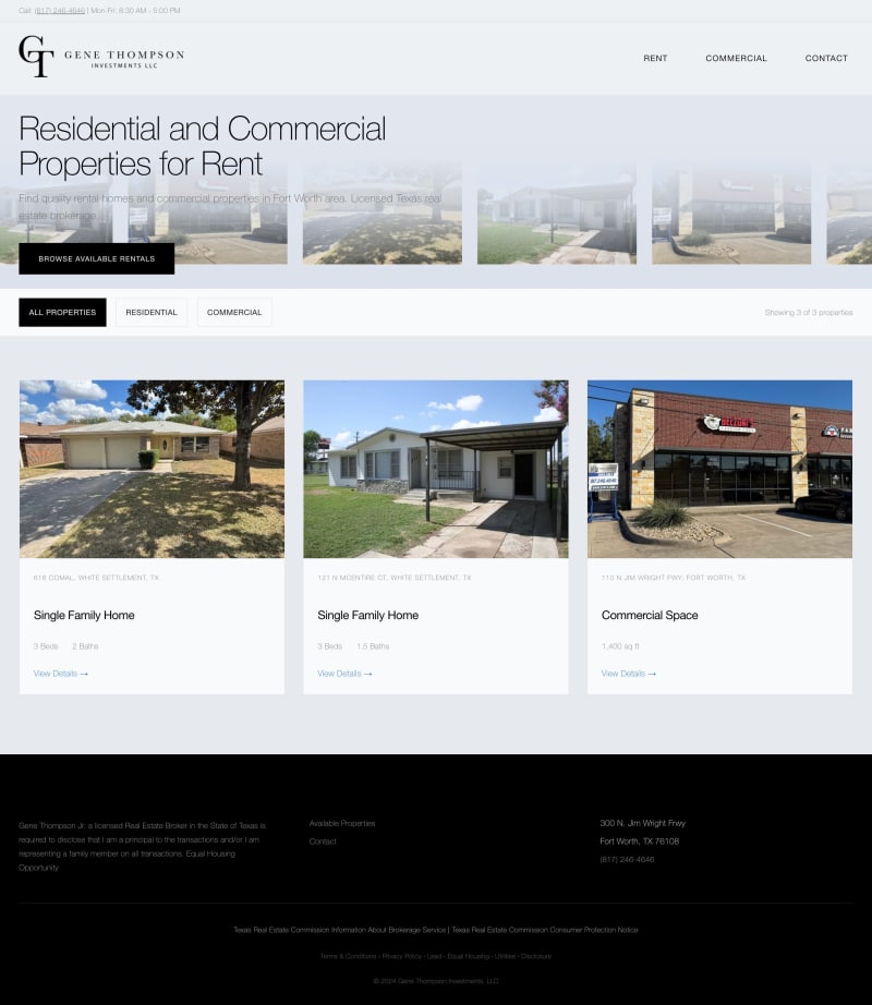 Gene Thompson Investments website screenshot
