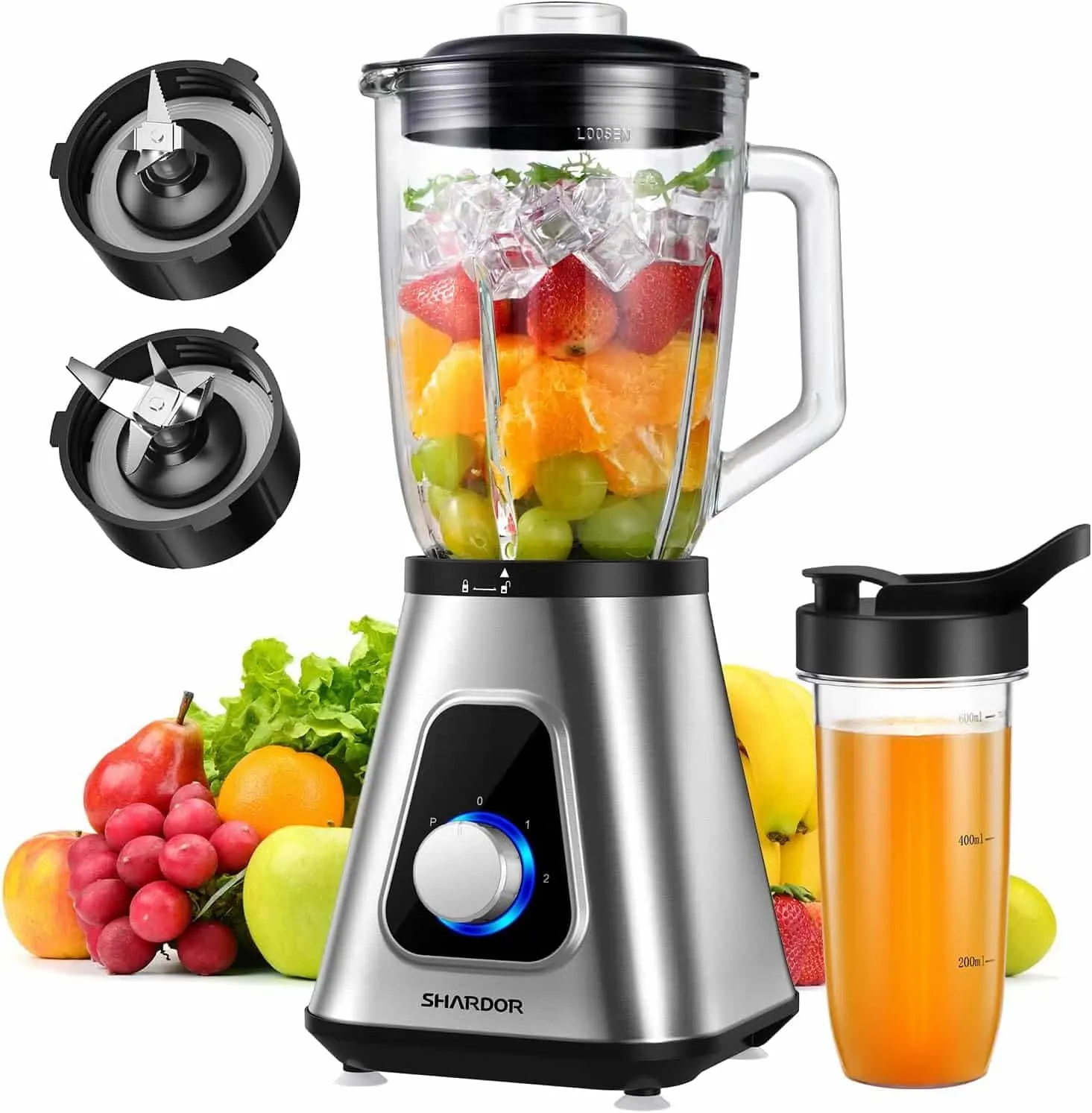  Professional high speed Blender, Personal Blender for Shakes  and Smoothies,Powerful 1500-Watt Blender for Juice, Soups, frozen drinks  and More, Stainless Steel Blades, Easy Self-Cleaning: Home & Kitchen