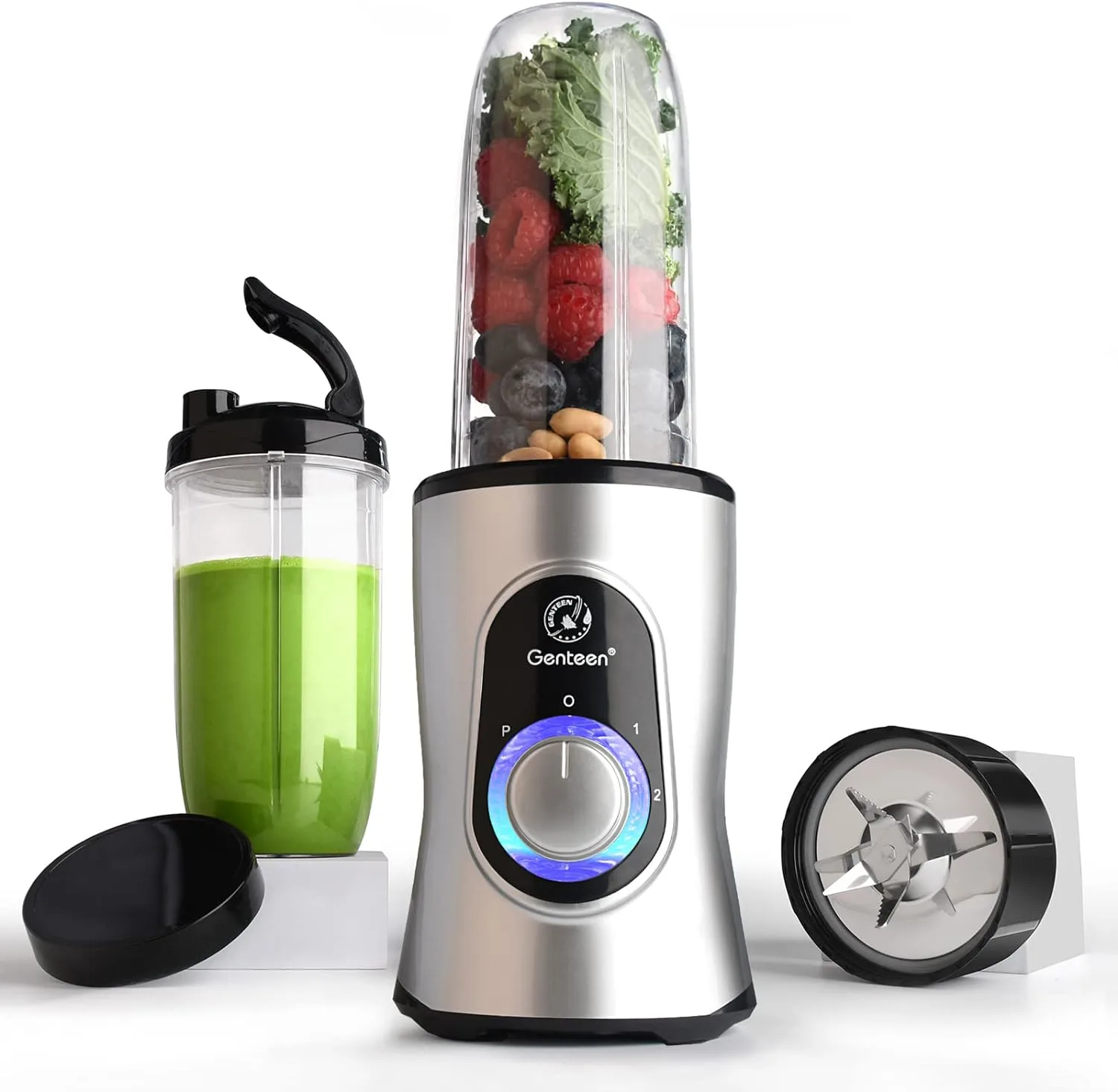 Ninja BN401 Nutri Pro Compact Personal Blender, Auto-iQ Technology,  1100-Peak-Watts, for Frozen Drinks, Smoothies, Sauces & More, with (2)  24-oz.