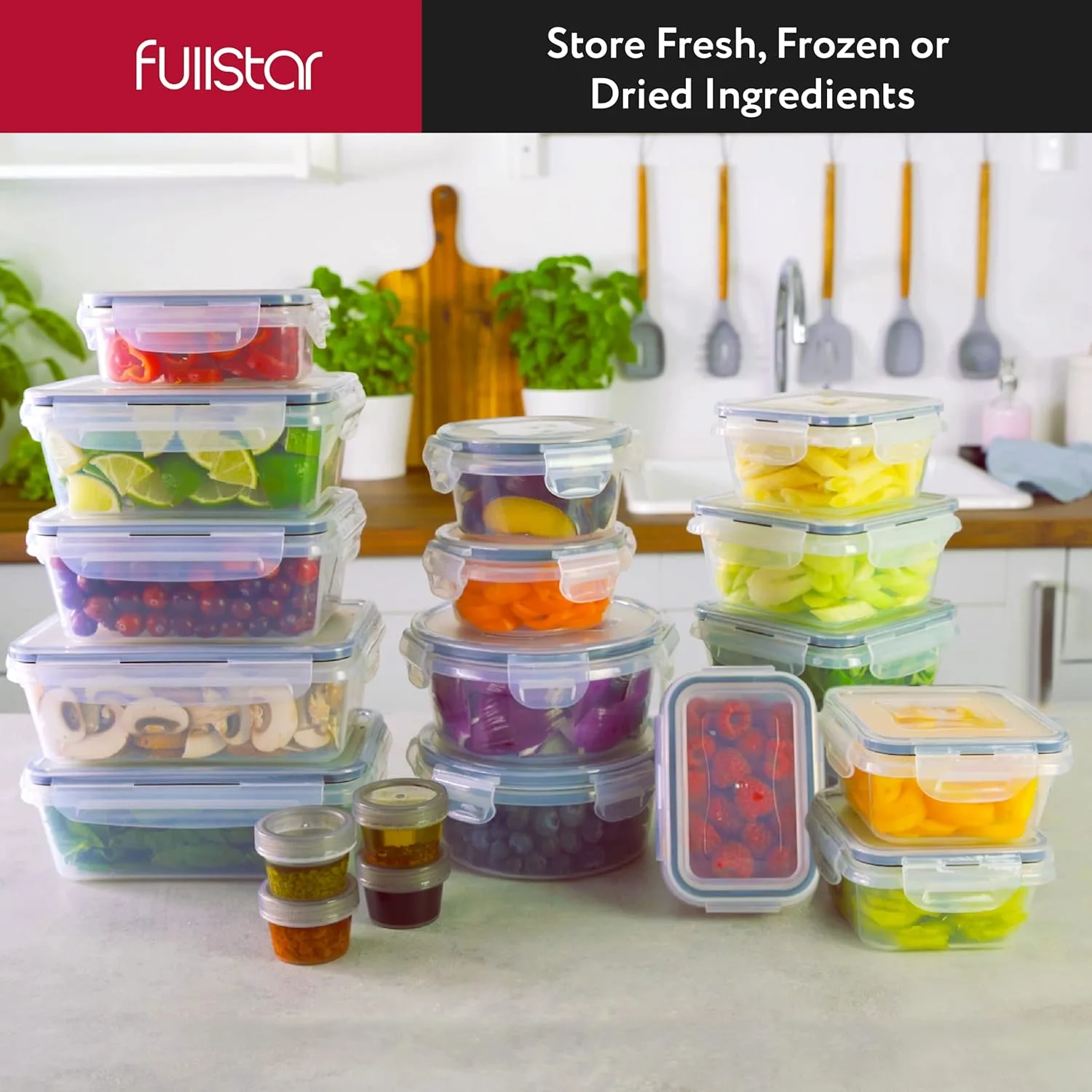 Food Storage Container with Lids Plastic Leak-Proof BPA-Free 50pc Labels &  Pen