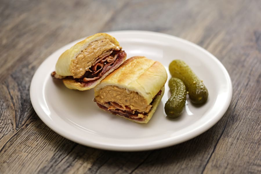 french white bread with peanut butter, bacon, and grape jelly.  Fool’s gold loaf