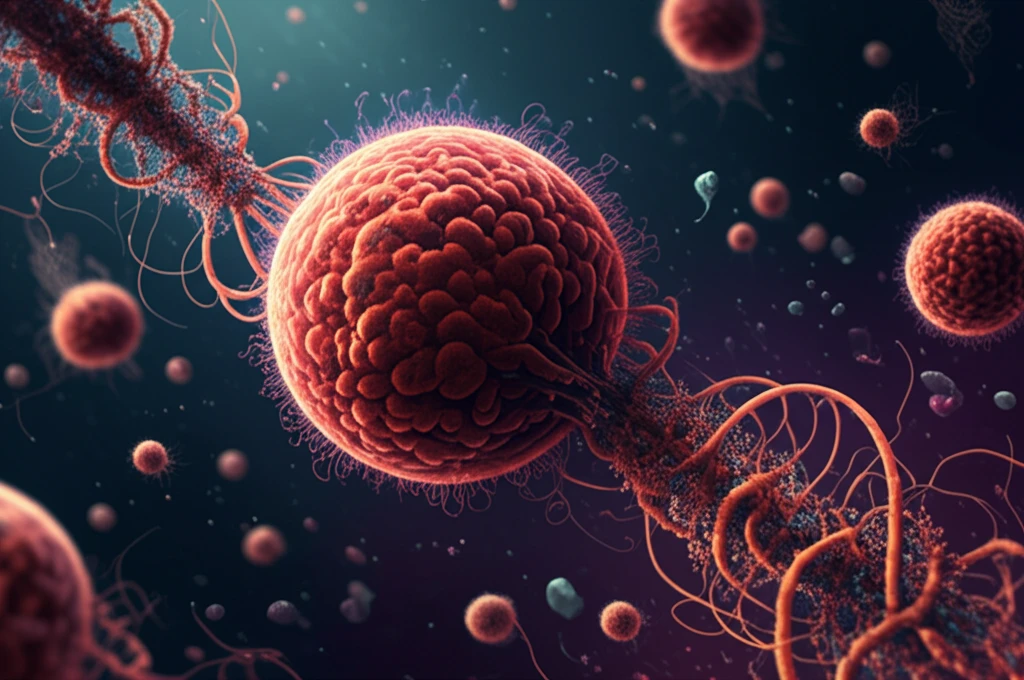Surreal illustration of Porphyridium with glowing polysaccharides.