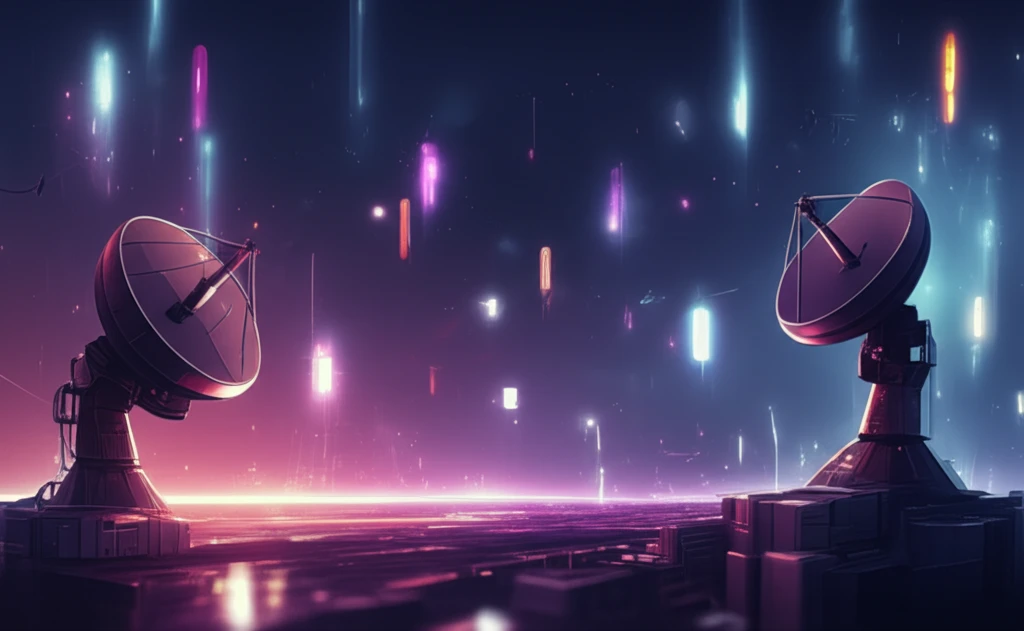 Interconnected antennas glowing with vibrant colors, symbolizing seamless communication