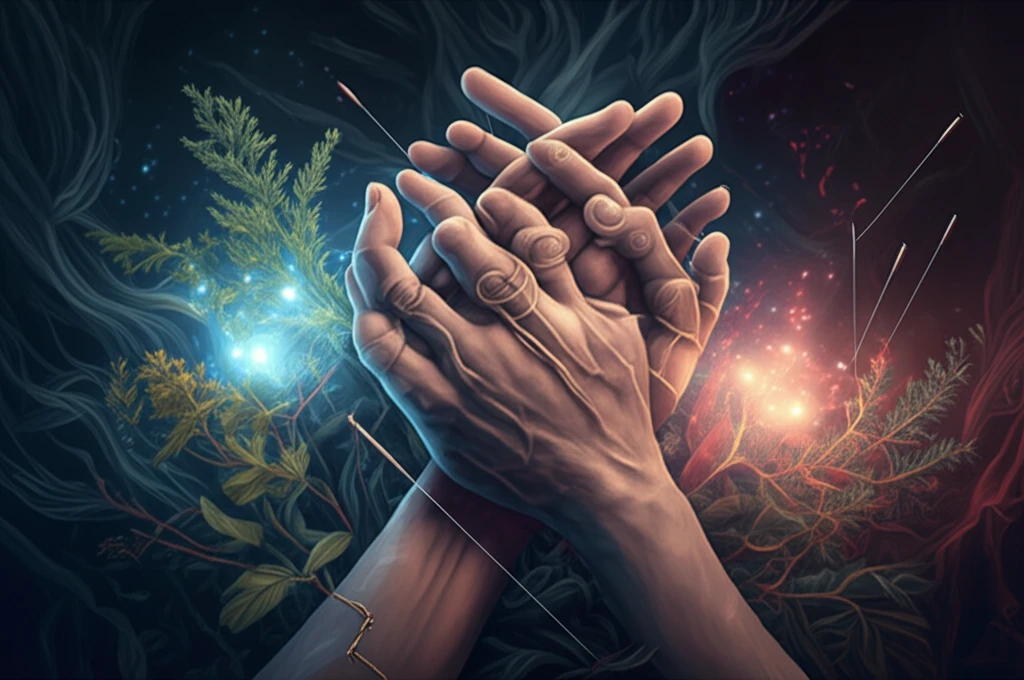 Hands intertwined with soft light, symbolizing healing and complementary medicine for arthritis.