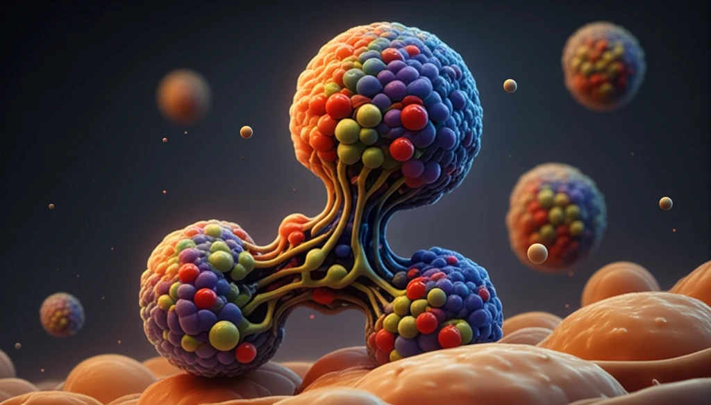 Ghrelin molecule transforming into fat cells.