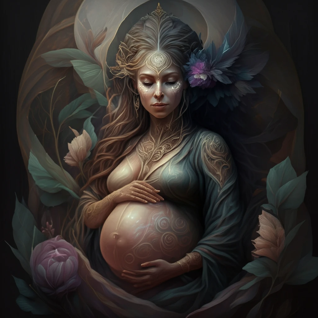 Serene midwife supports a pregnant woman during natural childbirth.