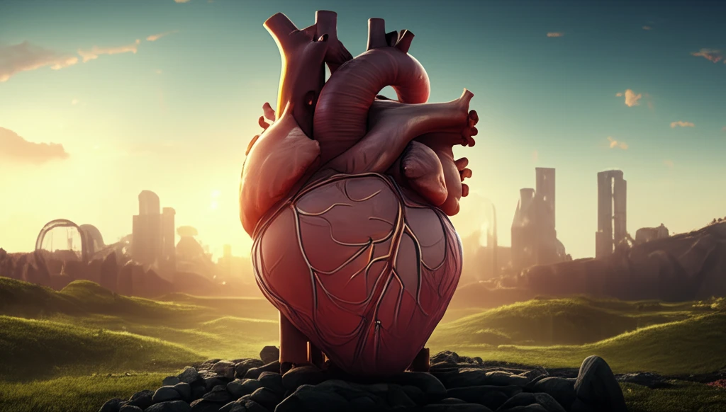 Stylized heart with interconnected pathways symbolizing blood flow and a hopeful future.