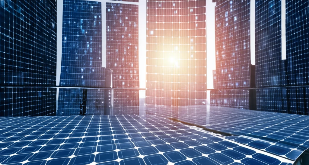Futuristic cityscape powered by transparent solar panels.