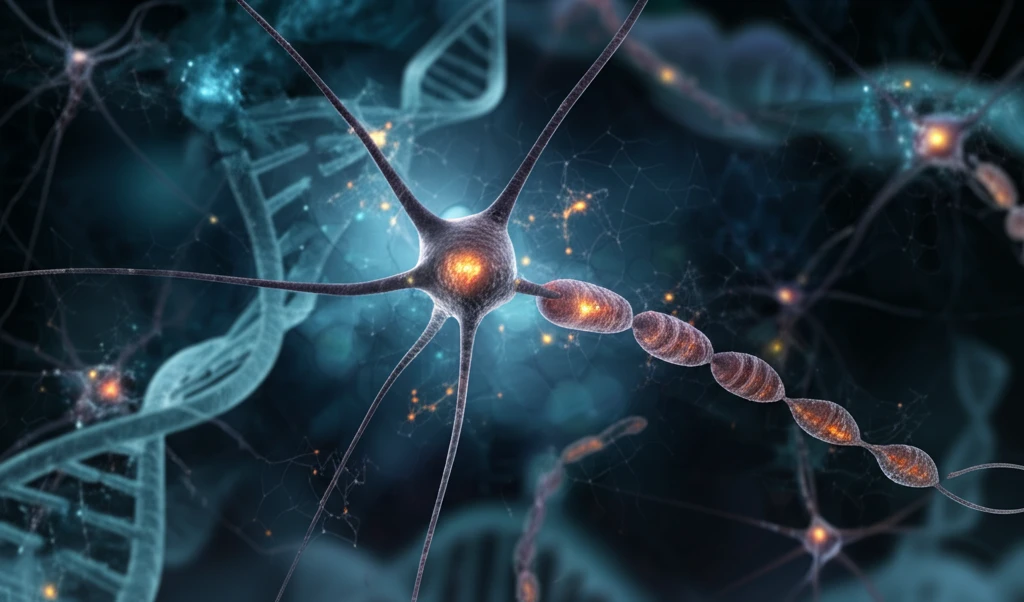 Intracellular bacterial communication visualized as a neural network with glowing DNA strands.