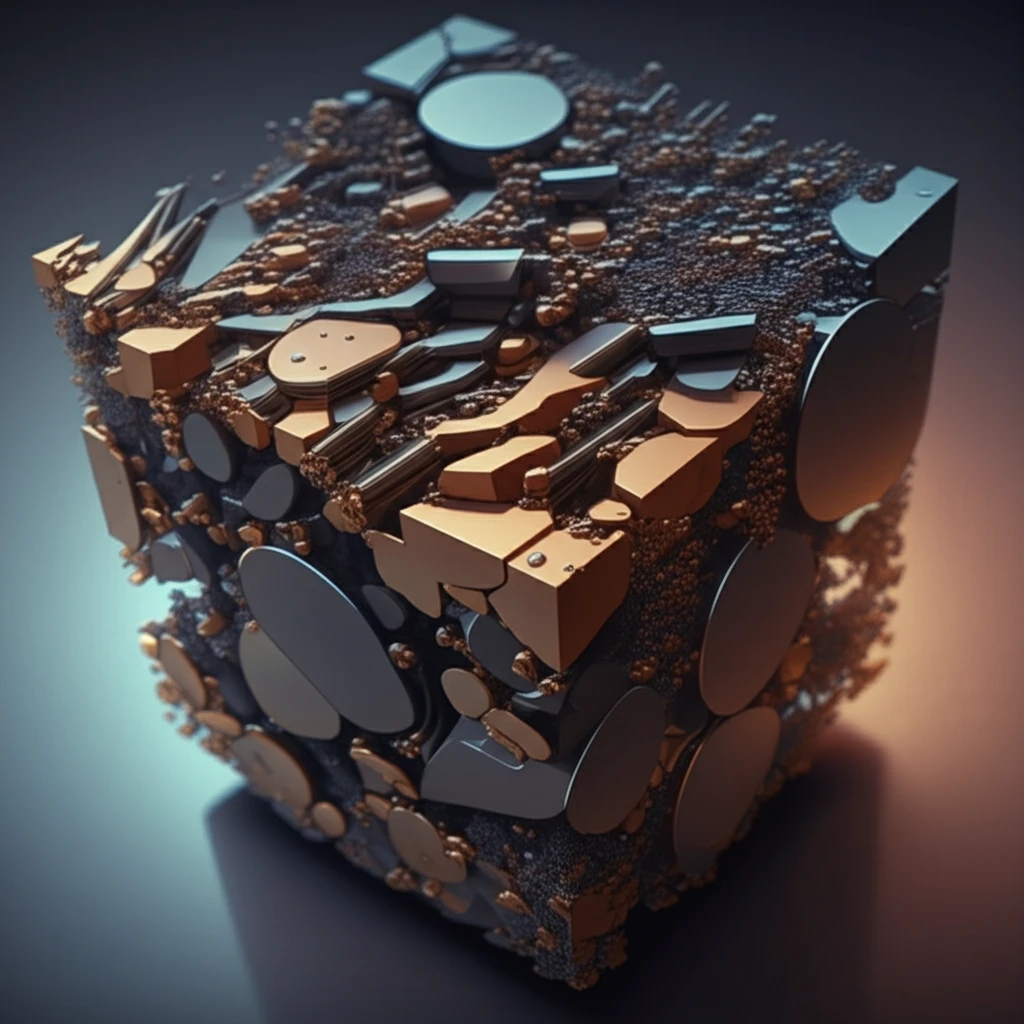 Surreal digital illustration of hybrid ferromagnetic material exhibiting magneto-optical Kerr effect.
