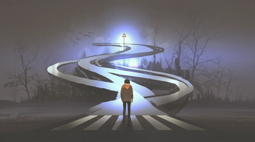 Teenager at a crossroads, symbolizing the journey of adolescence