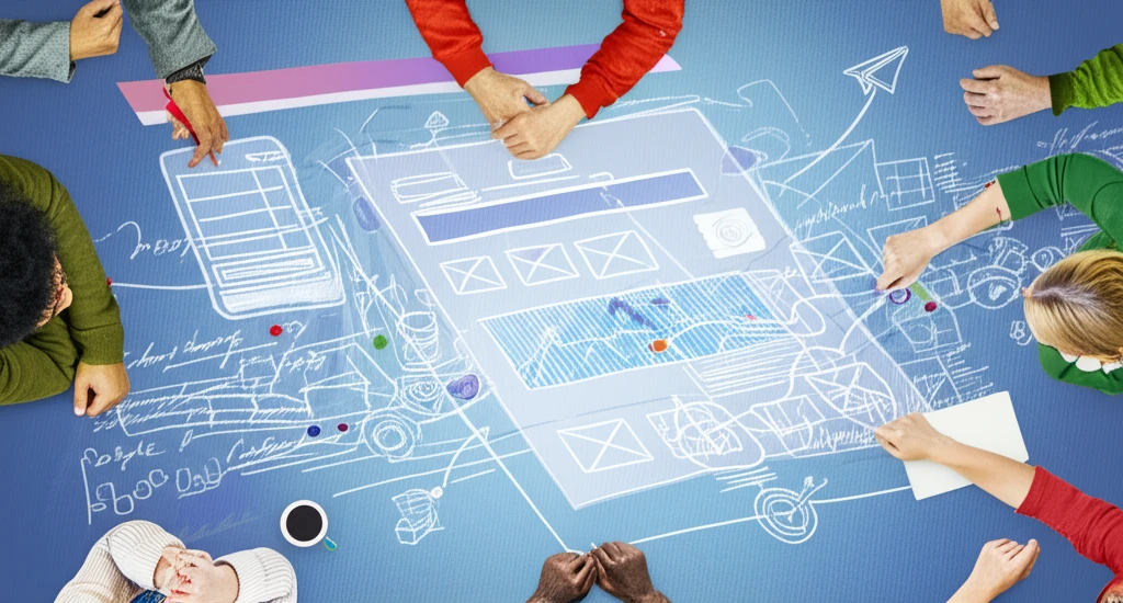 Collaborative design thinking process leading to innovative software.