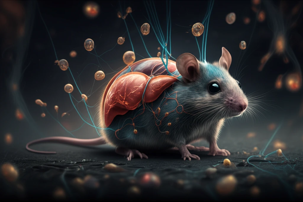 Mouse model of liver cancer connected to glowing cellular networks