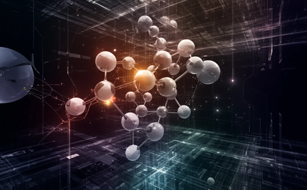 Futuristic zeolite structure with glowing pathways