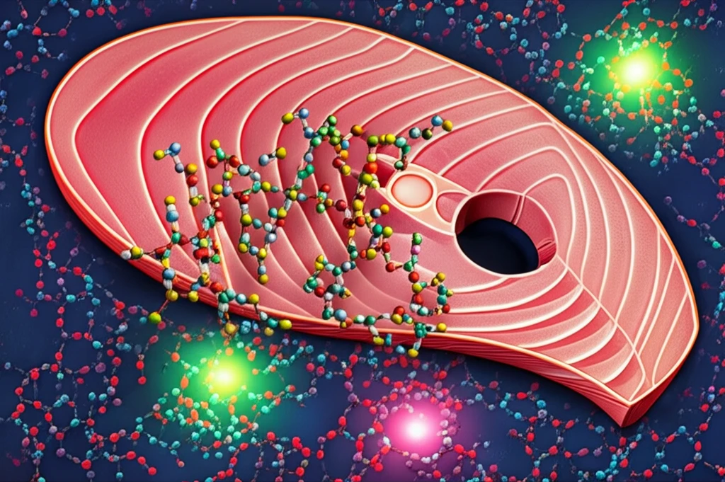 Molecularly imprinted polymers capturing histamine molecules in a stylized tuna steak.