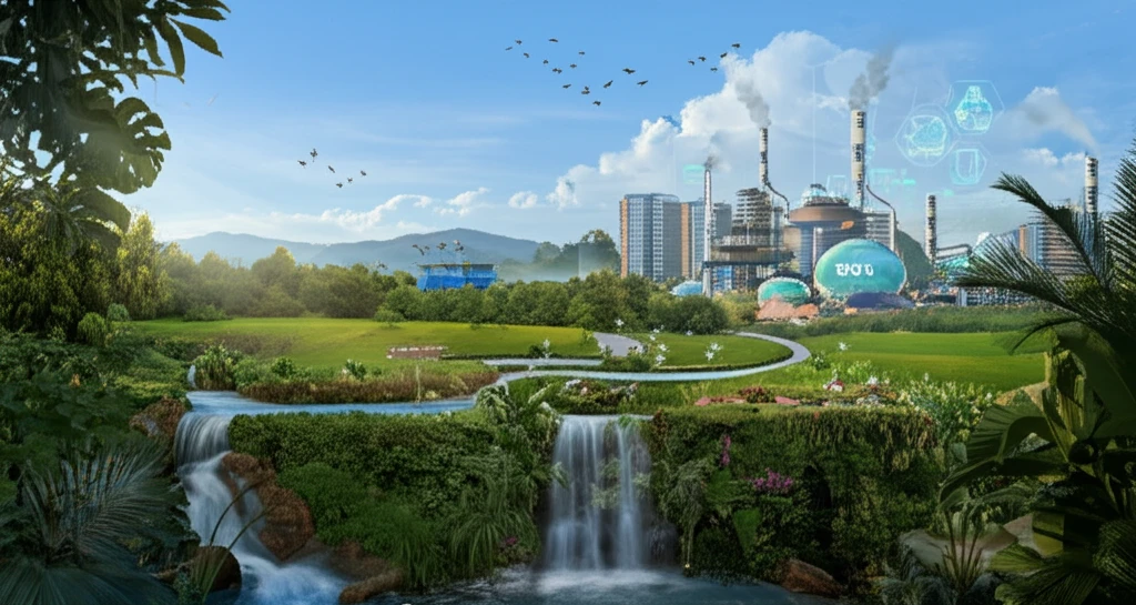 Biogas plant powering a sustainable city with clean energy.